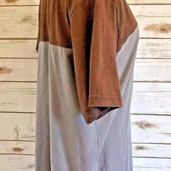 SPLIT Men Short Sleeve Polo Style Collar Brown Gray Casual Shirt Sz Extra Large - Picture 5 of 14